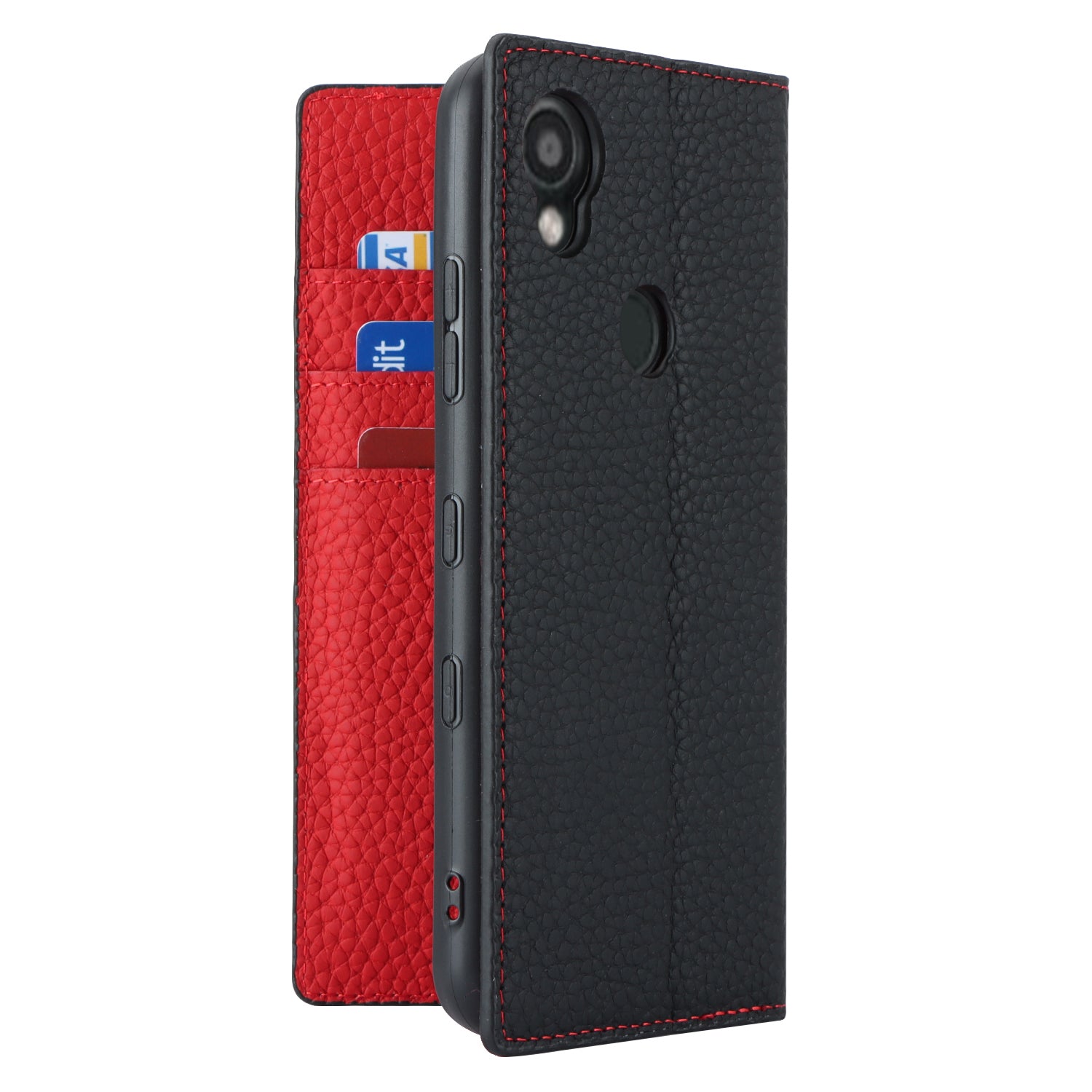 Wallet Cover for Kyocera Digno SX3 KYG02 Litchi Texture Genuine Cow Leather Phone Stand Case with Strap - Black Wallet Cover for Kyocera Digno SX3 KYG02 Litchi Texture Genuine Cow Leather Phone Stand Case with Strap - Black